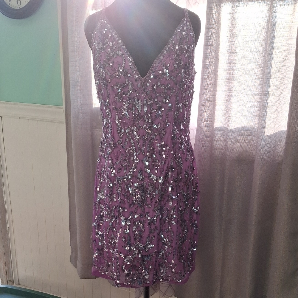 Purple Sequined Dress By Primavera